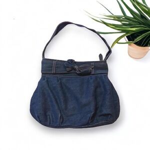 Denim handbag with bow detail